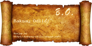 Baksay Odiló névjegykártya